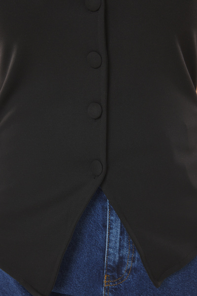 Trendyol Curve Μαύρο πλεκτό γιλέκο μεγάλου μεγέθους - κανονική εφαρμογή με μπροστινό σκίσιμο και κουμπιά TBBSS25BH00017