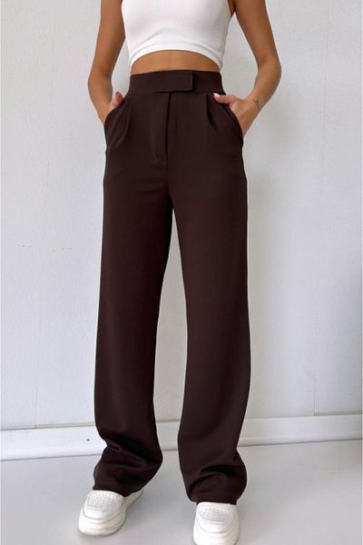 VivaJoy Women's High Waist Pants - Velcro Closure, Lycra Palazzo, Elastic Waist Elastic
