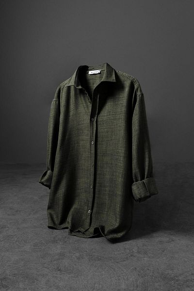 Slatra Men's Khaki Oversize Sofia Thin Linen Shirt