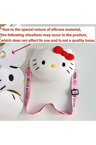 Choice White Hello Kitty Small Bag Adorable 3D Cartoon Cute Silicone Zipper Bag Kawaii Waterproof Crossbody