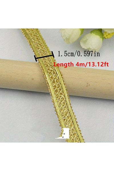 Choice 4 meters Gold 4m/13.12ft each pack Gold Silver Silk lace trims Flower Fabric Dress hat curtain curve