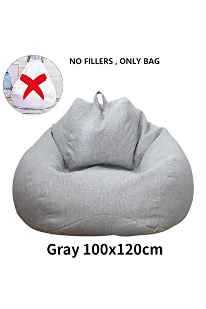 Choice غطاء أريكة OTAUTAU كبير الحجم باللون الرمادي الفاتح 100×120 سم بدون حشوة لمقعد الزاوية الكسول على شكل كيس حبوب