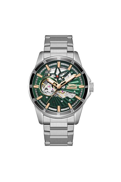 Slazenger SL.9.2413.1.03 Men Automatic  Display Watch & Metal Strap Silver