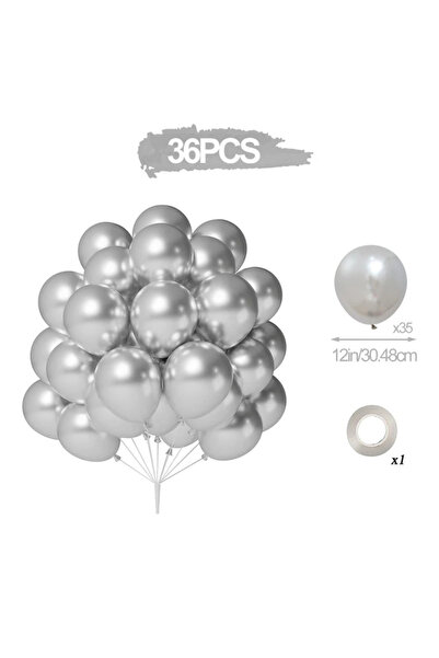 Choice مجموعة بالونات فضية مقاس 12 بوصة مكونة من 36 قطعة من البالونات المعدني...