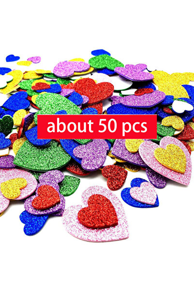 Choice1 50pcs hearts 50-250pcs Colorful Glitter Foam Stickers Self Adhesive S...