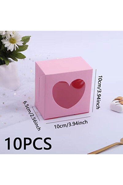 Choice 10x10x6.5cm Pink 10pcs Heart-Shaped Window Pink/Red Gift Boxes, 3.94*3...