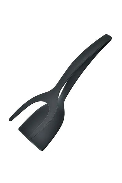 Choice Black 2 In 1 Shovel Clip Silicone Grip Flip Tongs Egg Steak Spatula Tongs Clamp Pancake Fried Turner