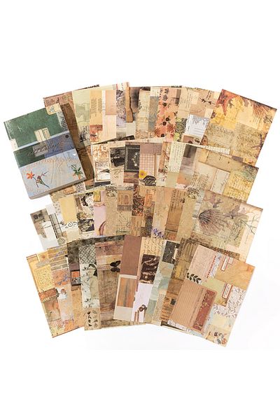 Choice D 100 pcs Vintage material Diary Album background paper DIY decoration colored paper Scrapbooking J.