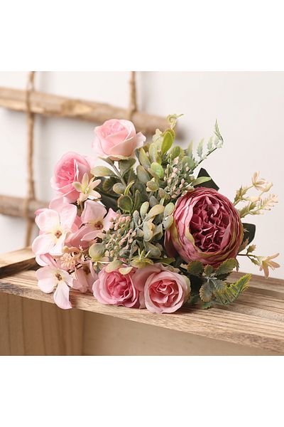 Choice Pink DociDaci Autumn White Silk Artificial Roses Flowers Wedding Home Decoration High Quality Bouque