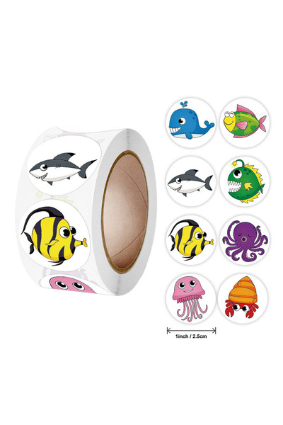 Choice1 A- 270 500Pcs/Roll Cartoon Marine Animals Reward Stickers 2.5cm/1.0in...