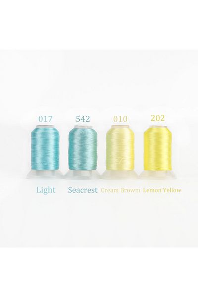 Choice 4 Light Blue Yellows 4/5 Brother Colors Set Premium Polyester Embroidery Thread 500 Meters Each Spoo