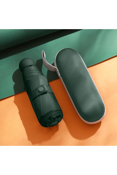 Choice Dark green Mini Foldable umbrella UV protection Mini Sun Umbrella dual use portable box to store sun