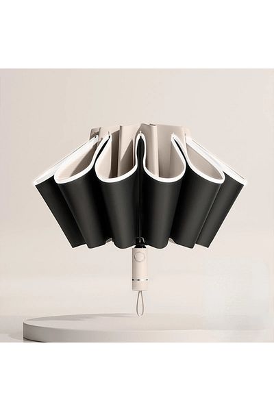 Choice White Men Women Umbrella  Fully Automatic Reverse Folding Umbrella with Windproof Reflective Stripe