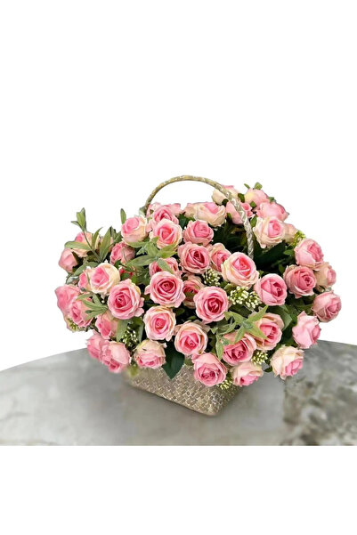 Choice باقة ورد وردية عميقة مكونة من 10 رؤوس زهور صناعية ورد غربي لتزيين الزف...