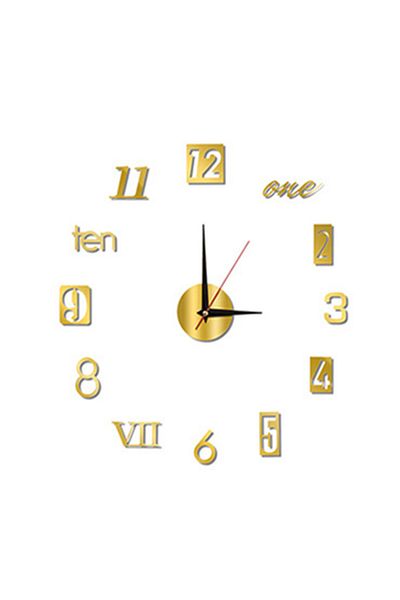 Choice 16 inch Golden 2022 New 3D Roman Numeral Acrylic Mirror Wall Clock Sticker Fashion DIY Quartz Clocks