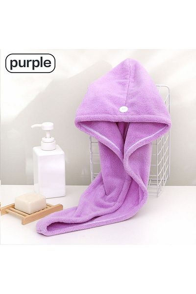 Choice Purple Hair Towel Wrap Fast Dry Hair Towel Super Absorbent Microfiber Coral Velvet Hair Drying Towel