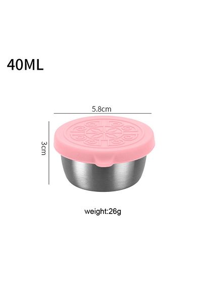 Choice Pink 1pc Salad Dressing Container With 1.35oz/40ml Reusable Stainless Steel Cup And Leakproof Silico