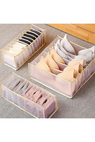 Choice S Beige 1PC- Closet Organizer for Socks Home Separated Underwear Storage Box 7/9/11 Grids Jeans Bra