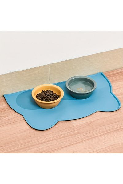 Choice 44X24cm Blue Pet Feeding Mat For Dogs & Cats, Thin Silicone Waterproof Cat Food Mat Cat Bowl Mat Wit