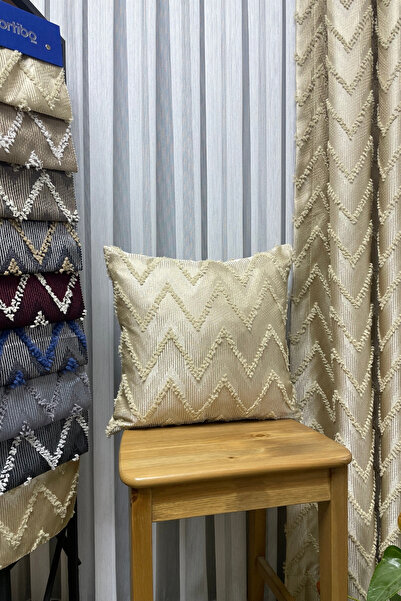 Cortibo Beige Verona Patterned Throw Pillow Cover