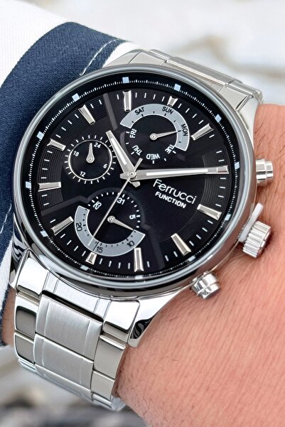 Ferrucci Function 3 ATM Gümüş Renk Çelik Kordon&Kasa Erkek Kol Saati+Bileklik zmfer082