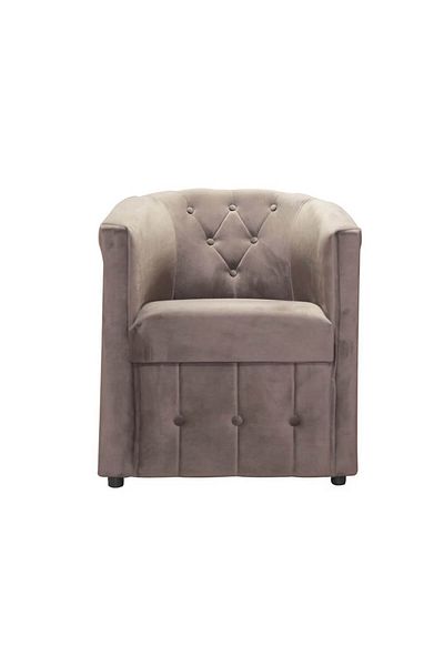 Homelux Ozy Shell Armchair with Buttons, 60X75X80 cm, Velvet, Greige, Chipboard