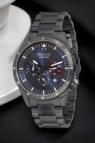 Ferrucci Smoked men's Wristwatch and Bracelet Set - Fc.13907tm.05 Function Zmfer150