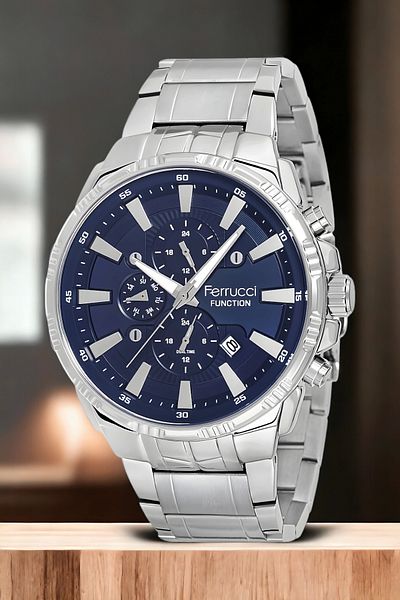 Ferrucci men's Silver-blue Colored Wristwatch - Fcf.13144fm.02 Bracelet Zmfer130
