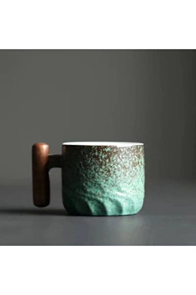 Choice M 80ml 80ml Ceramic Retro Coffee Cup Office Water Cup Filter Tea Mug Wooden Handle Coffee Mug Handma