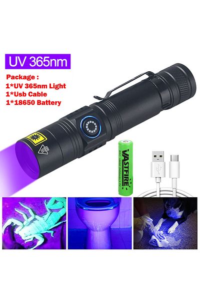 Choice B-365nm With Battery Mini Uv Flashlight 365nm 395nm Ultraviolet Blacklight Usb Rechargeable Purple L