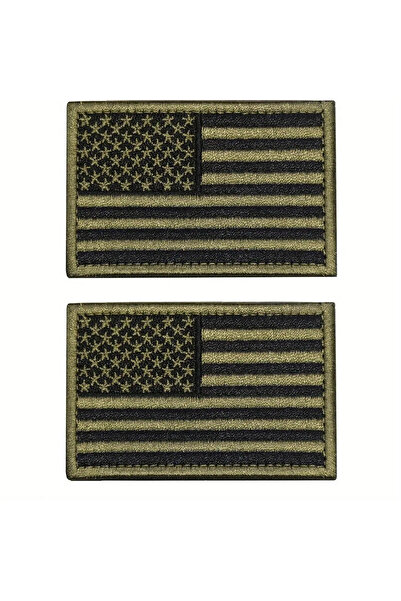 Choice1 طقم رقعة علم الولايات المتحدة الأمريكية باللونين الأسود والأخضر العسك...