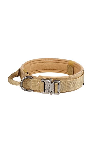 Choice L Khaki Pet Products Outdoor Tactical Dog Collar Metal Buckle Breathability Nylon Collar Medium and