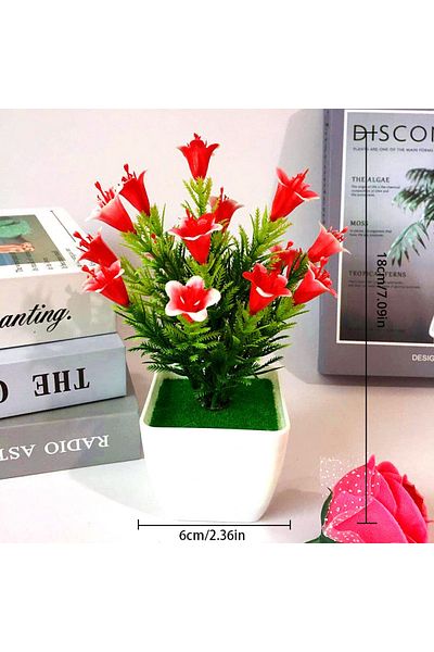 Choice 1pc Red Lily 1pc Artificial Plants Bonsai Small Flowers Pot Fake Plant Potted Ornaments For Home Roo