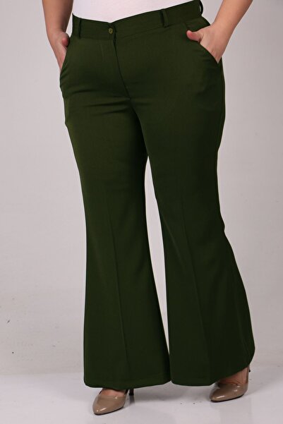 Eslina 29031 Plus Size Flared Trousers - Khaki