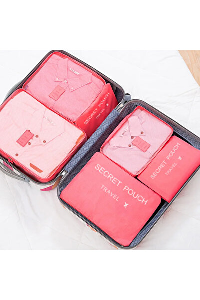 Choice مجموعة منظم السفر المكونة من 6 قطع باللون الوردي - قماش أكسفورد متين، ...