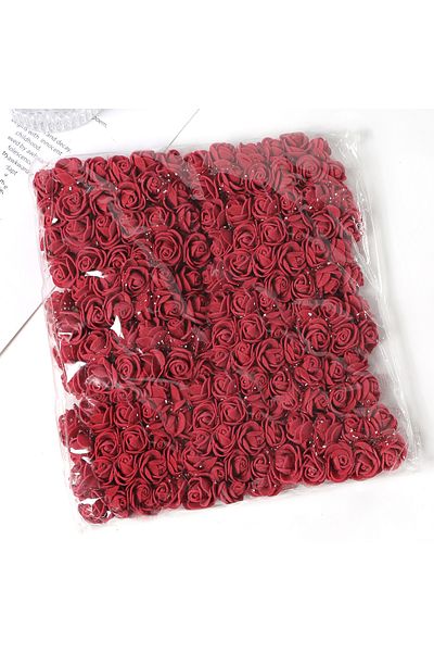 Choice Burgundy 144Pcs Mini Rose Artificial Flowers Bouquet 7.5cm Foam Fake Flowers Wedding Decoration for