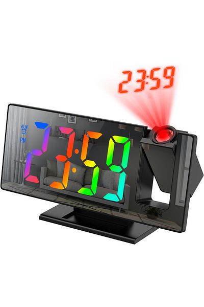 Choice MULTI 180° Arm Projection Alarm Clock Time Temperature USB Plug-in Digital Alarm Clock Snooze Table