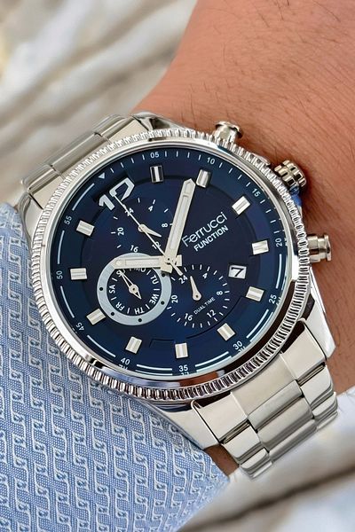 Ferrucci men's Wristwatch - Silver Color, Steel Cord and Case, 3 ATM Bracelet Zmfer117