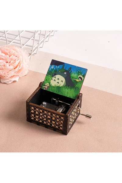 Choice Yellow Wooden painted music box, Totoro music gift, ornament, light luxury wooden hand cranked music