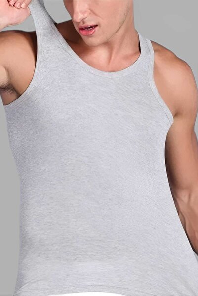 NAZAR YILDIZI Nazar Yıldız Men's Gray Strappy Classic Cotton Undershirt 1 Pack