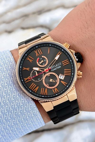 Ferrucci Men's Black Wristwatch - 3 ATM, Steel Cord and Case Bracelet Zmfer099