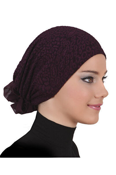 fidan bone Turban din brocart și tul, cu culoarea prunei, pentru abaya, potri...