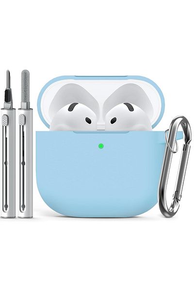 Choice Light blue for AirPods 4 Case Cover (2024) with Cleaner Kit,Soft Silicone Protective Case for Apple