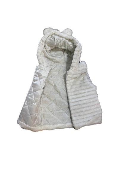 Rhythm Clothing LumiaKids Tek Renk, Kapüşonlu, Astarlı Kız Çocuk Peluş Yelek