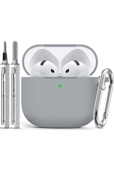 Choice light gray for AirPods 4 Case Cover (2024) with Cleaner Kit,Soft Silicone Protective Case for Apple