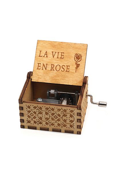 Jurassic Park La Vie En Rose HOT Wooden Hand Crank Black Jurassic Park Music Box Children's Holiday Gifts Christma