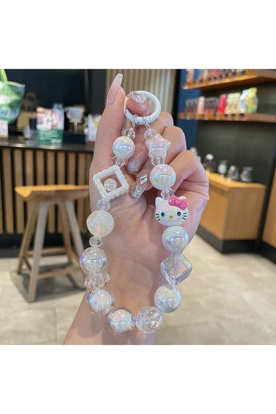 Miniso A Sanrio Phone Chain Hello Kitty Cinnamoroll Beaded Backpack Pendant My Melody Cute Kuromi Pochacco.