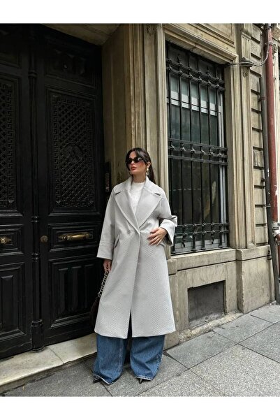 SERHANE Herringbone Stitching Coat Oversize