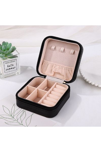 Choice Black Portable Mini Jewelry Storage Box Travel Organizer Jewelry Case Leather Storage Earrings Neckl