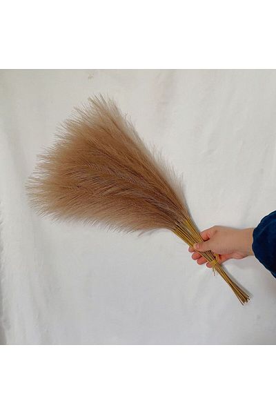 Choice 10pcs Coffee 55CM 10PCS Fluffy Pampas Grass Boho Decor Flower Fake Plant Reed Simulated Wedding Part